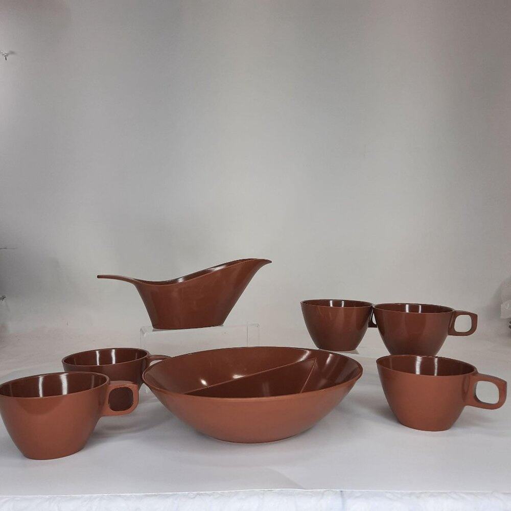 Melmac 7 Melmac Melamine‎ Mid-Century Pieces Brown 1950's